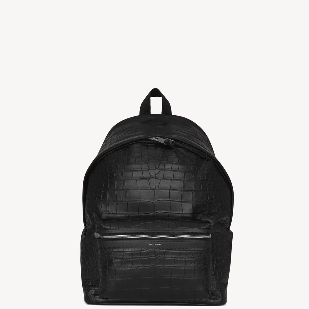 Yves Saint Laurent Black Embossed Backpack